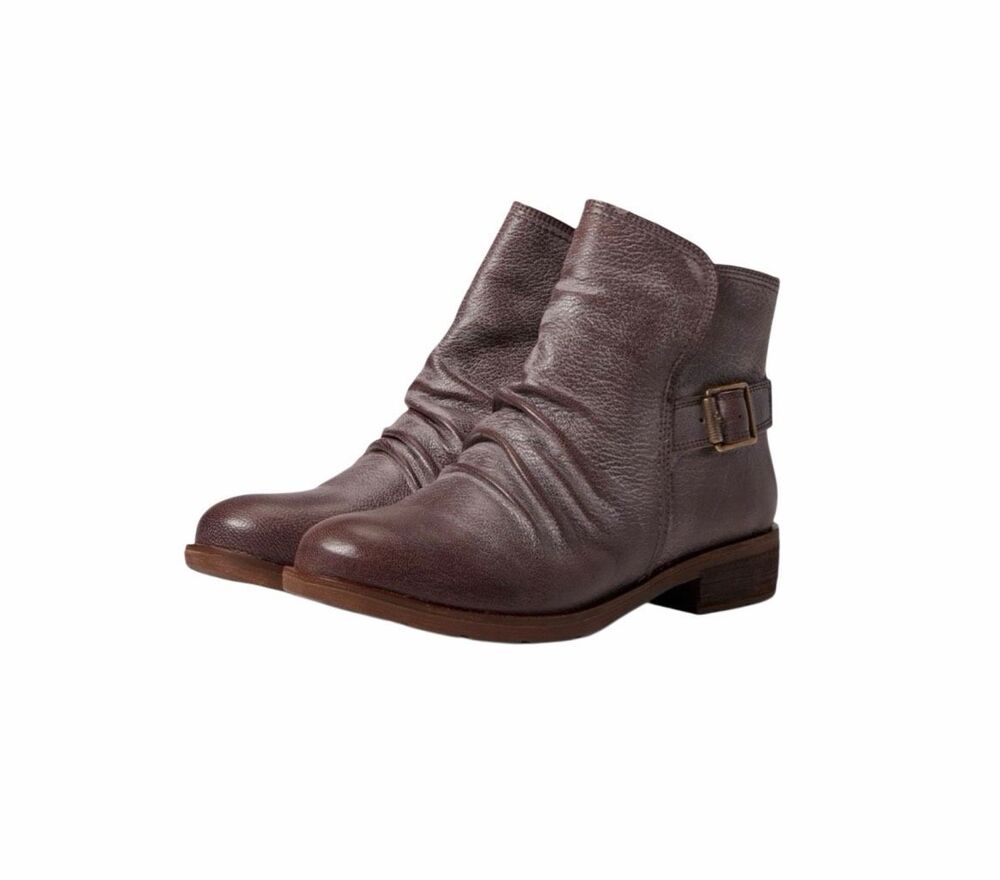 SOFFT $175 Brookdale Leather Moto Ankle Boots Plum Gray Side Zip Women’s 10 NEW